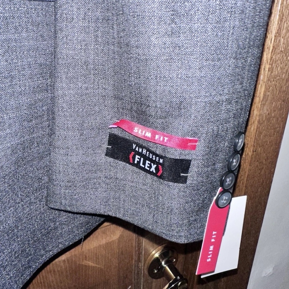 NWT Van Heusen Flex Plain Slim Fit Suit Jacket, Charcoal, 46L - Picture 5 of 7